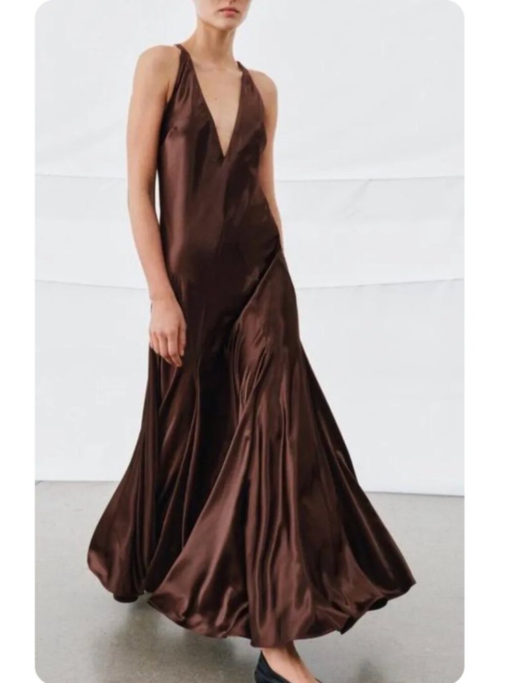 ZARA VOLUMINOUS SATIN LONG DRESS Size M BNWT
